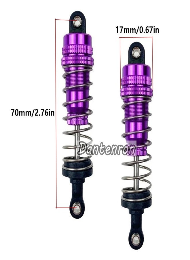 Dantenron RC Car 144001 Shock Absorber Damper Upgrade Parts With Oil Filled Metal Shocks Suspension Replacement Accessory Compatible with 1/14 WLtoys Buggy Car 144001 124018 124019 4Pcs (Purple) - Image 2